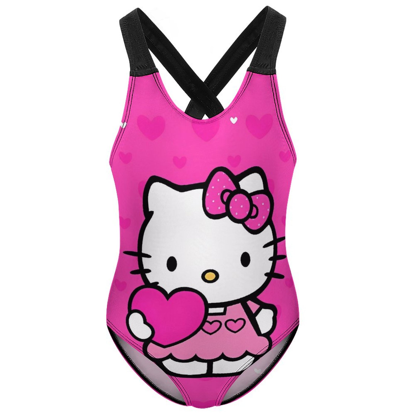 Hello Kitty Cartoon girls one-piece swimsuit beach swimsuit suitable for 6-14 years old gifts 11-13Y(160cm)